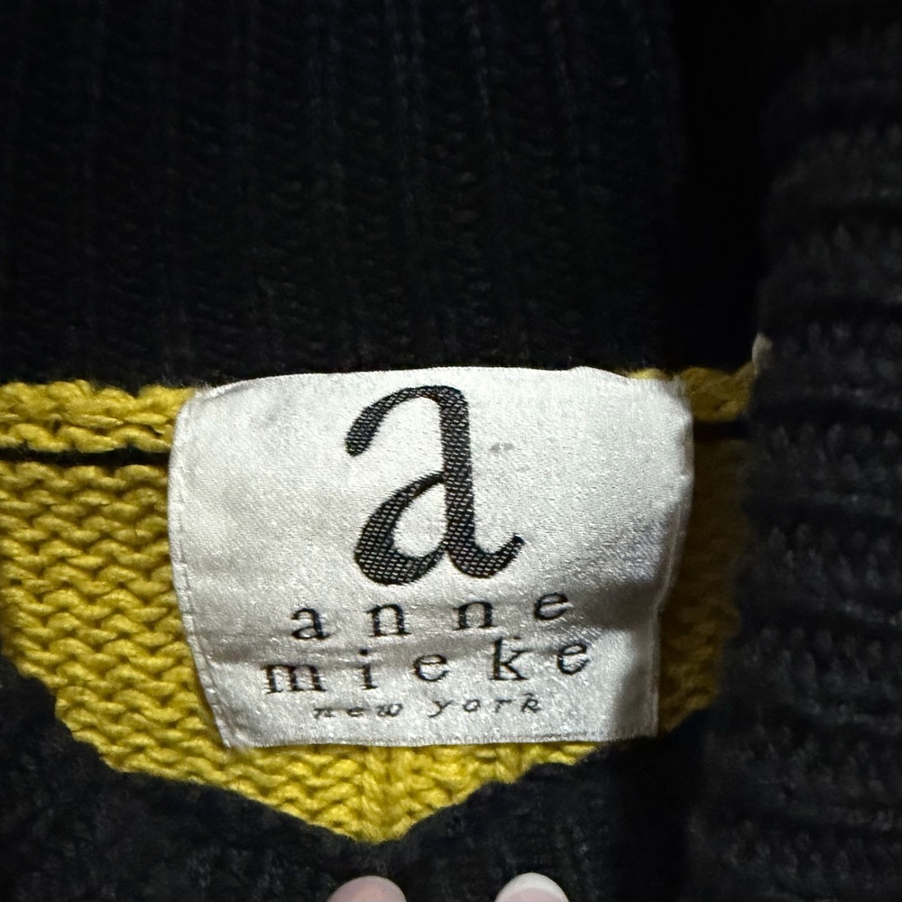 Anne Mieke Colorblock Turtleneck Sweater - Black, Yellow, and Green Small - Picture 5 of 6
